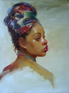 Portrait of a Woman in Head Scarf Portrait of a Girl by Tatiana Yanovskaya